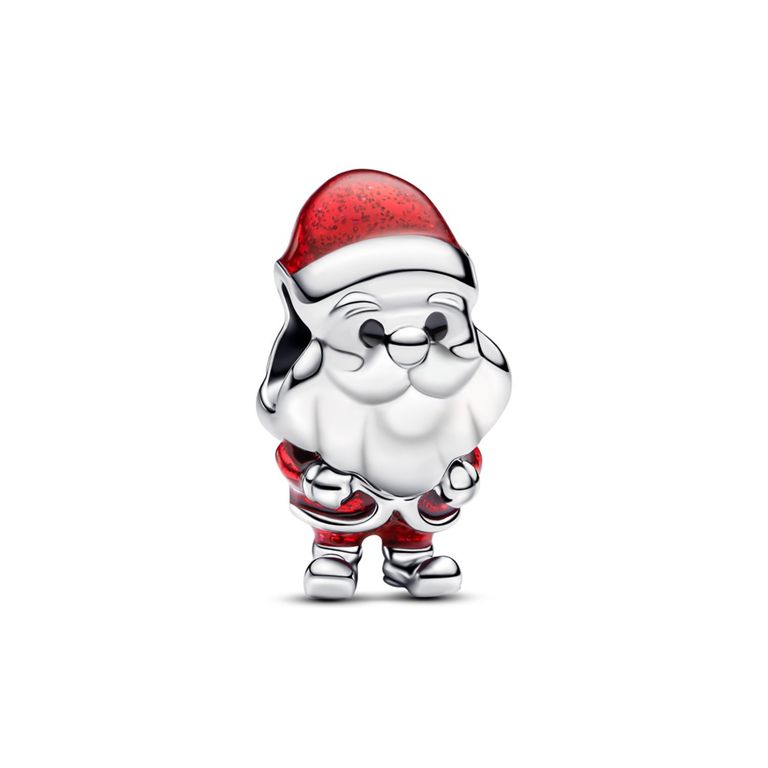 Charm Papa Noel Feliz De Plata Mujer