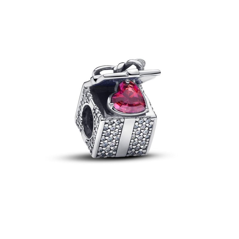 PANDORA - Charm Caja Regalo Brillante De Plata Mujer Pandora