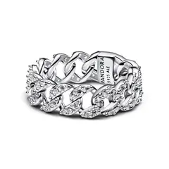 PANDORA - Anillo Cadena Cubana De Plata Mujer