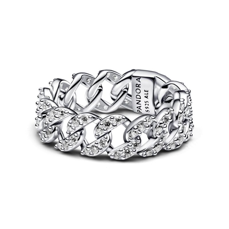 PANDORA - Anillo Cadena Cubana De Plata Mujer Pandora
