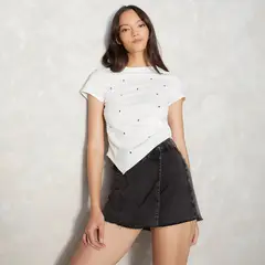 SYBILLA - Polera Manga Corta Algodón Mujer Estilo Casual