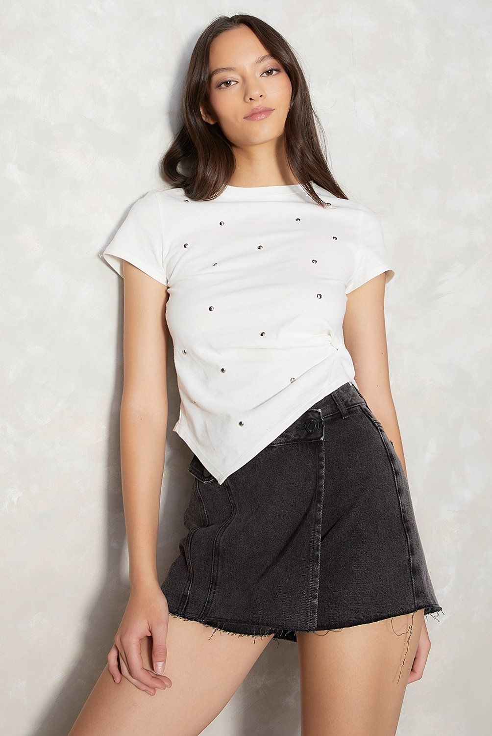 SYBILLA - Polera Sybilla Manga Corta Algodón Mujer Estilo Casual