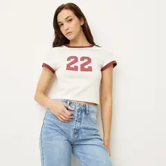 SYBILLA - Polera Manga Corta Algodón Diseño Mujer