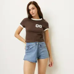 SYBILLA - Polera Manga Corta Algodón Diseño Mujer