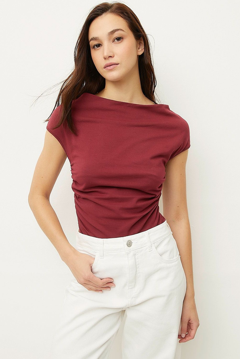 SYBILLA - Polera Sybilla Manga Corta Algodón Mujer Casual