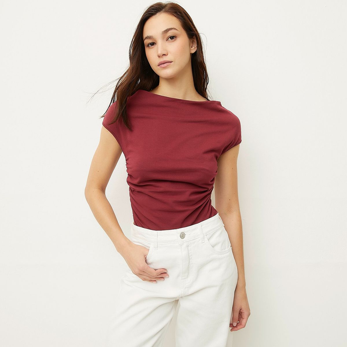 SYBILLA - Polera Sybilla Manga Corta Algodón Mujer Casual