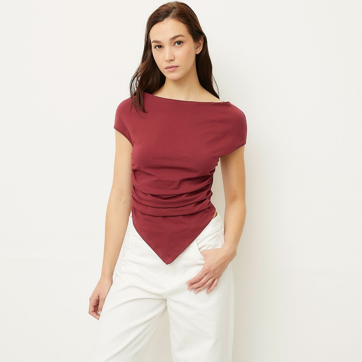 SYBILLA - Polera Sybilla Manga Corta Algodón Mujer Casual