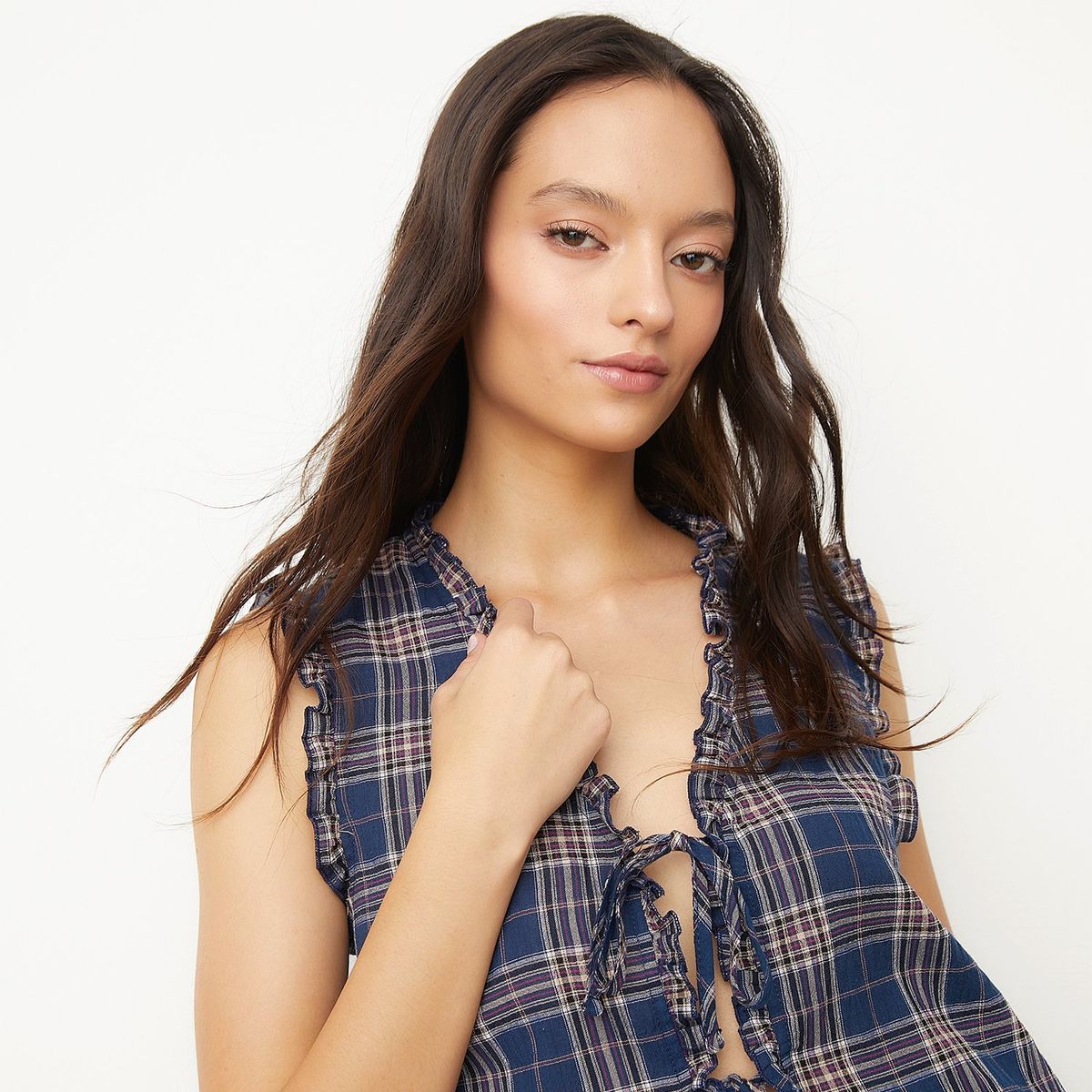 SYBILLA - Blusa Sin Mangas Algodón a Cuadros Sybilla Mujer