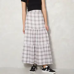 SYBILLA - Falda Maxi Mujer Diseño Cuadros