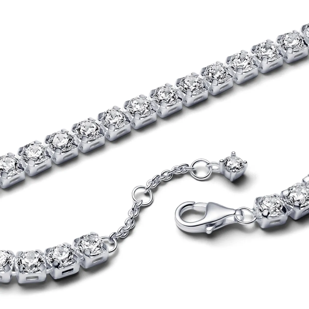 PANDORA - Pulsera Tenis Ancha De Plata Mujer Pandora