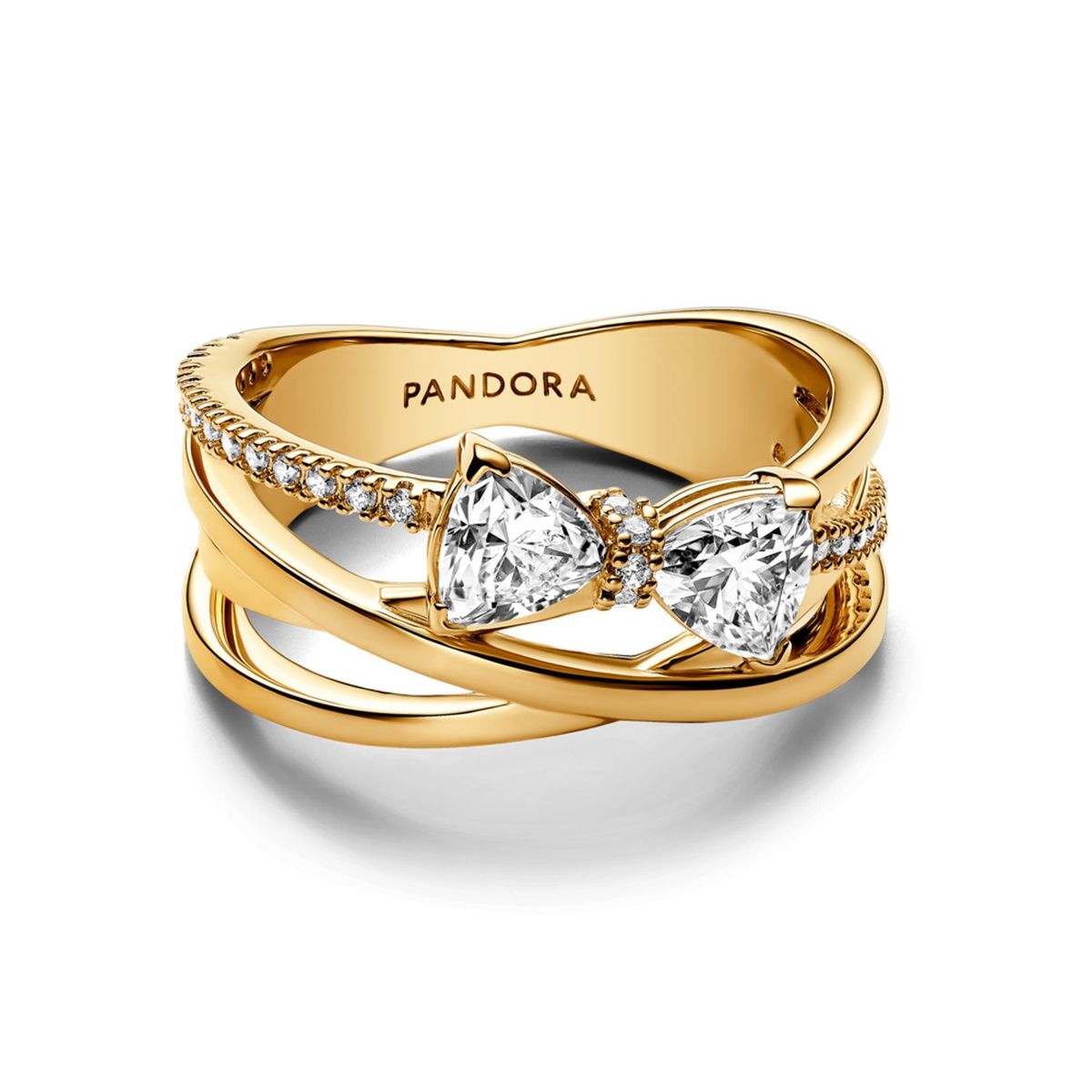 PANDORA - Anillo Banda Cruzada Lazo Brillante Mujer Pandora
