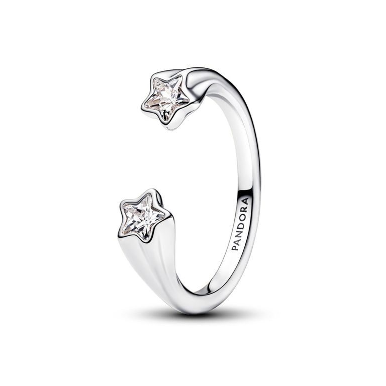 Anillo Abierto Estrellas Fugaces Mujer Gris 50