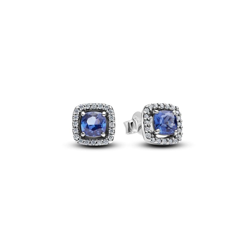 PANDORA - Aros Halo Azul Cuadrado De Plata Mujer Pandora