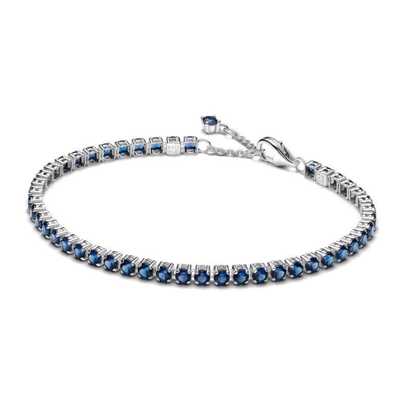 PANDORA - Pulsera Tenis Azul Brillante De Plata Mujer Pandora