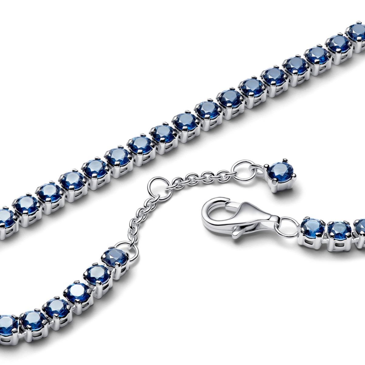 PANDORA - Pulsera Tenis Azul Brillante De Plata Mujer Pandora