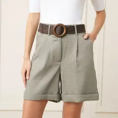 BASEMENT - Short Mujer Viscosa Lino Estilo Casual