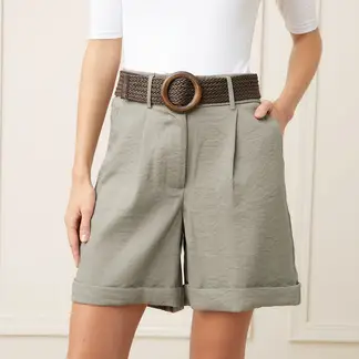 BASEMENT - Short Mujer Viscosa Lino Estilo Casual