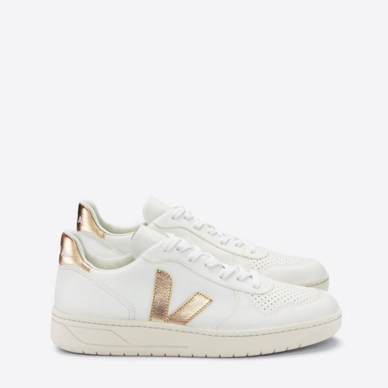 VEJA - V-10 Extra Zapatilla Urbana Mujer Cuero Blanco Veja
