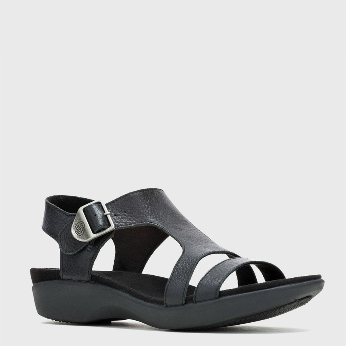 HUSH PUPPIES - Sandalia Mujer Cuero Negro Hush Puppies