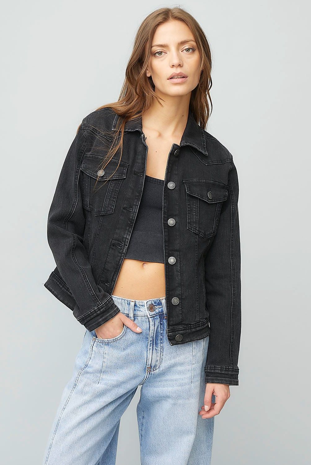 AMERICANINO - Chaqueta Americanino Básica Stretch Mujer Algodón Negra