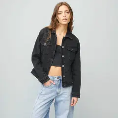 AMERICANINO - Chaqueta Básica Stretch Mujer Algodón Negra
