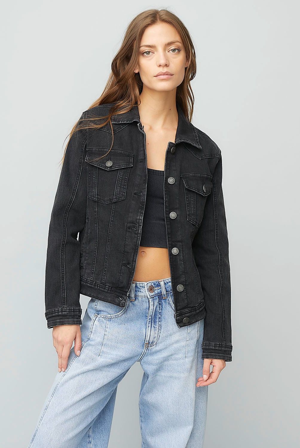 AMERICANINO - Chaqueta Americanino Básica Stretch Mujer Algodón Negra