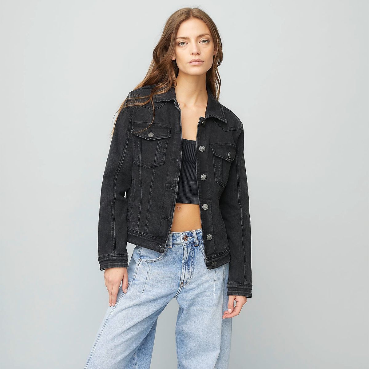 AMERICANINO - Chaqueta Americanino Básica Stretch Mujer Algodón Negra