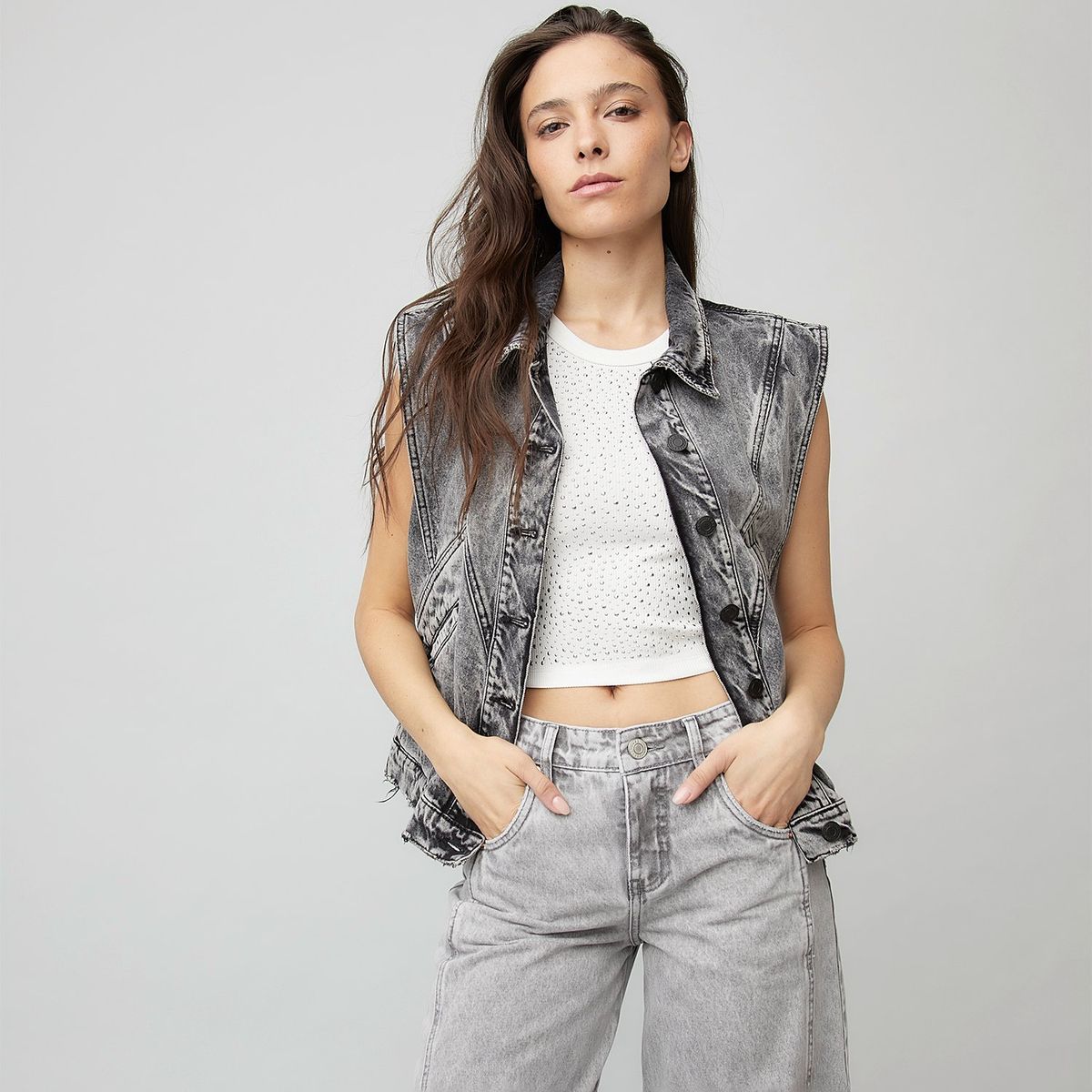 AMERICANINO - Chaqueta de Jeans Americanino Mujer Sin Mangas Algodón Liso