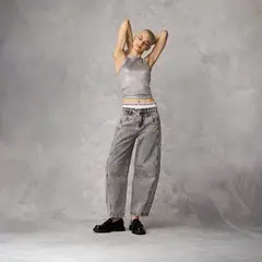 AMERICANINO - Jeans Baggy Tiro Medio Mujer Casual