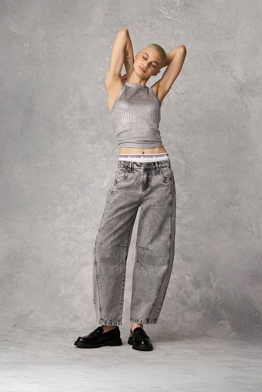 AMERICANINO - Jeans Baggy Tiro Medio Americanino Mujer Casual
