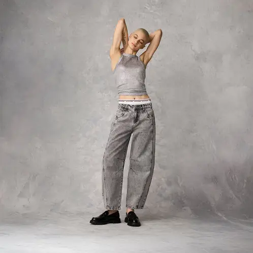 AMERICANINO - Jeans Baggy Tiro Medio Mujer