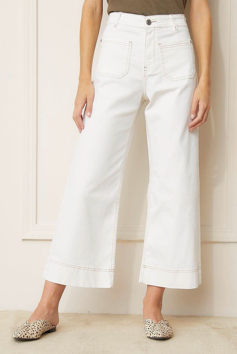 BASEMENT - Jeans Culotte Tiro Medio Basement Mujer Algodón