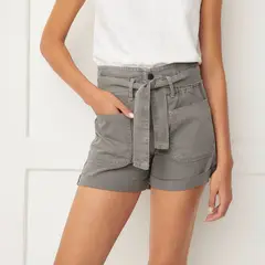BASEMENT - Jeans Paper Bag Cintura Alta Algodón Mujer