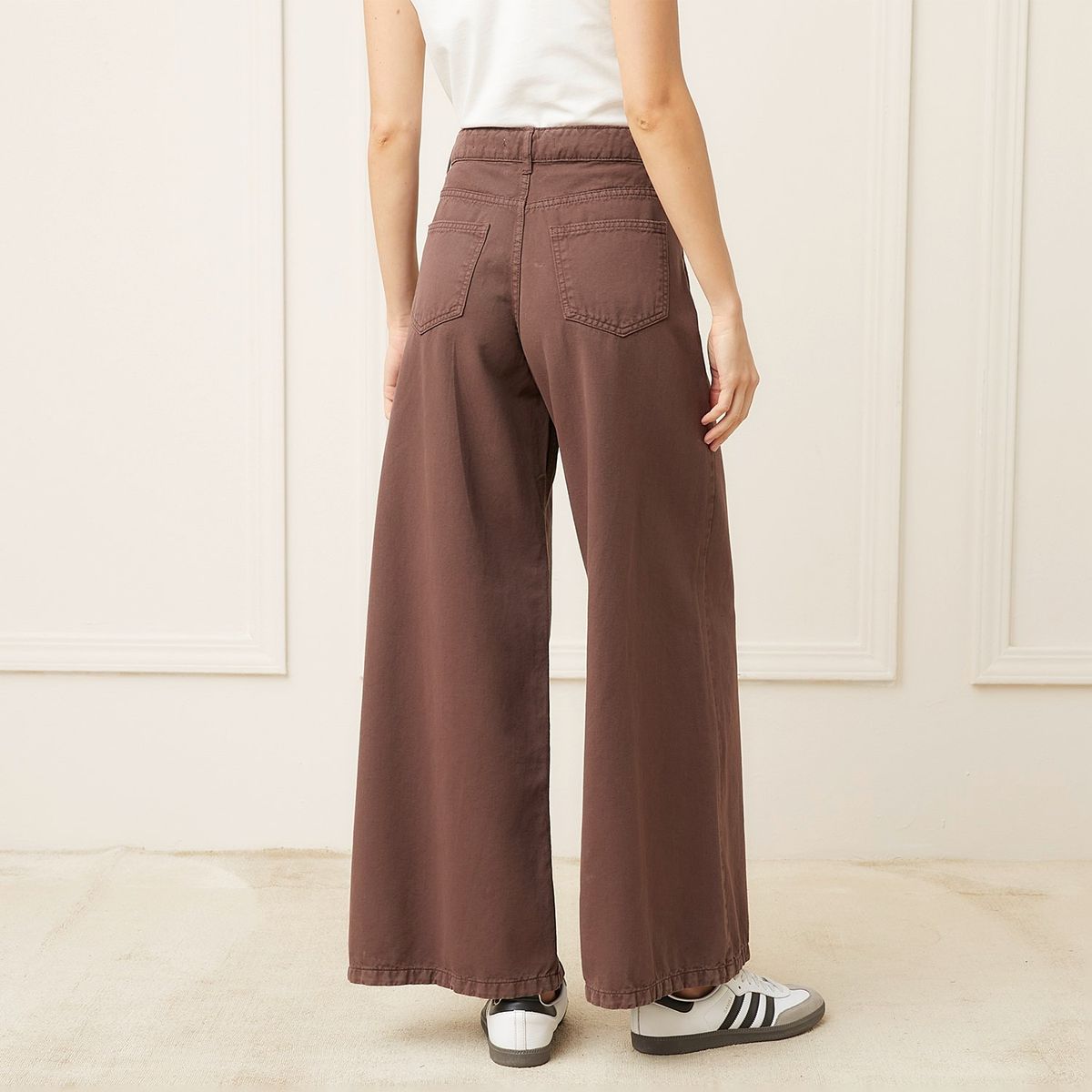 BASEMENT - Jeans Wide Leg Tiro Medio Mujer Basement Algodón