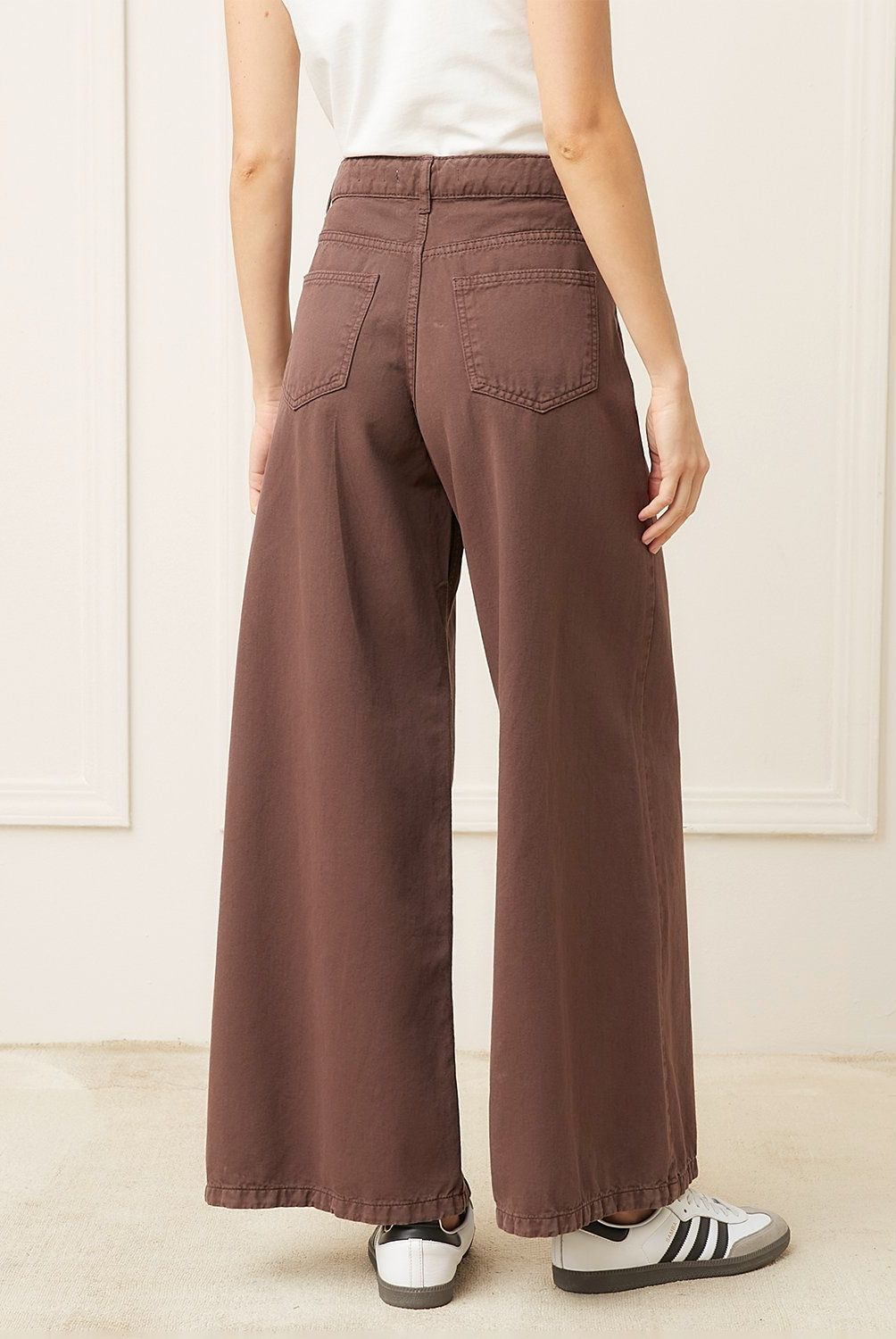 BASEMENT - Jeans Wide Leg Tiro Medio Mujer Basement Algodón