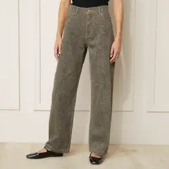 BASEMENT - Jeans Straight Tiro Medio Mujer Estampado