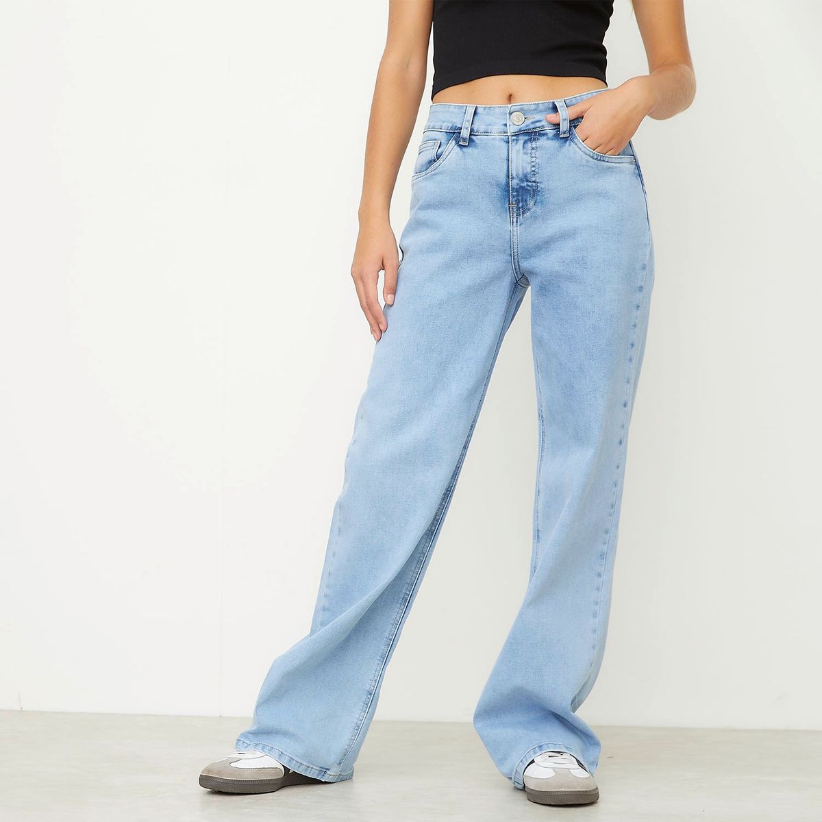 SYBILLA - Jeans Wide Leg Sybilla Algodón Tiro Alto Mujer Estrella