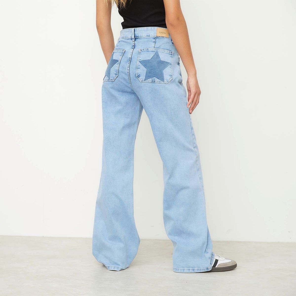 SYBILLA - Jeans Wide Leg Sybilla Algodón Tiro Alto Mujer Estrella