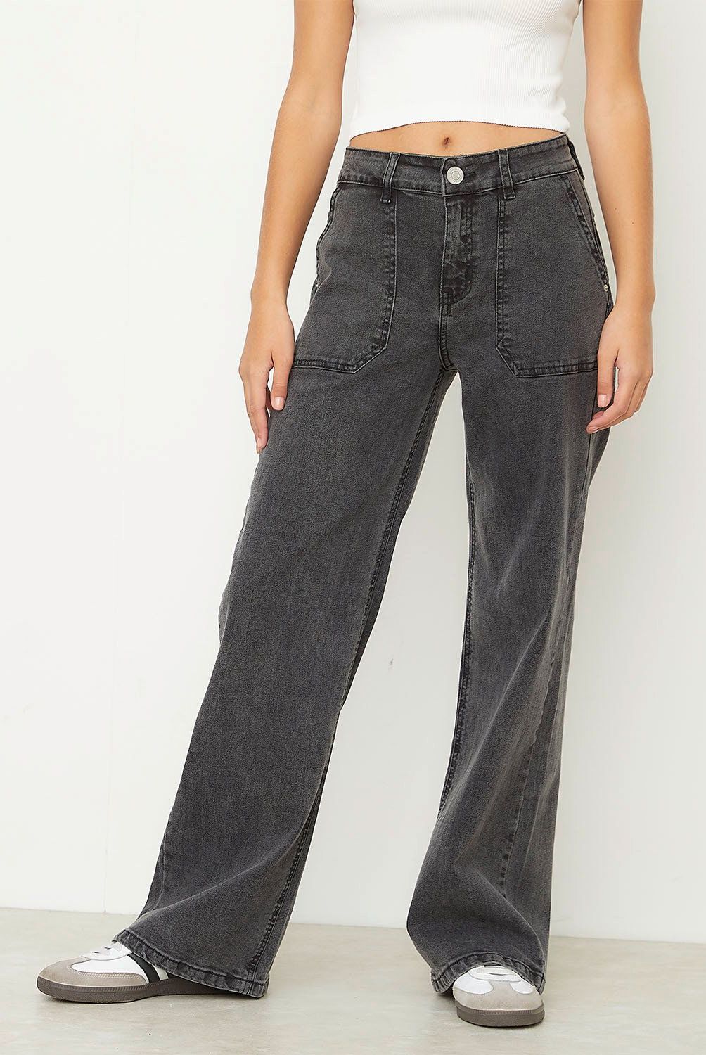 SYBILLA - Jeans Wide Leg Sybilla Algodón Tiro Alto Mujer Estrella