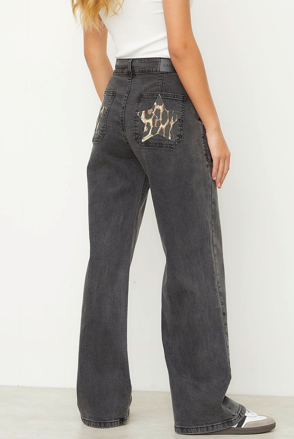 SYBILLA - Jeans Wide Leg Sybilla Algodón Tiro Alto Mujer Estrella