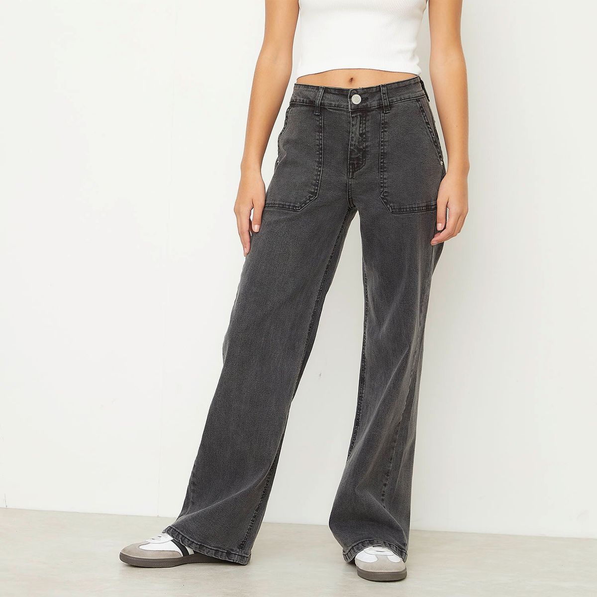 SYBILLA - Jeans Wide Leg Sybilla Algodón Tiro Alto Mujer Estrella