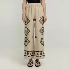 GREEK ARCHAIC KORI - Pantalón 100% Lino Mujer