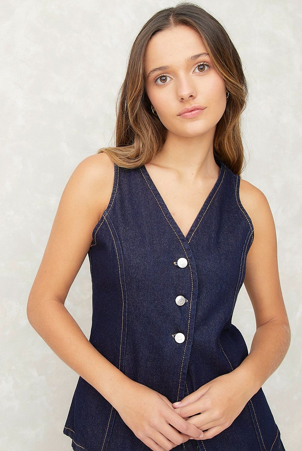 SYBILLA - Chaqueta de Jeans sin Mangas Sybilla Mujer Algodón Liso
