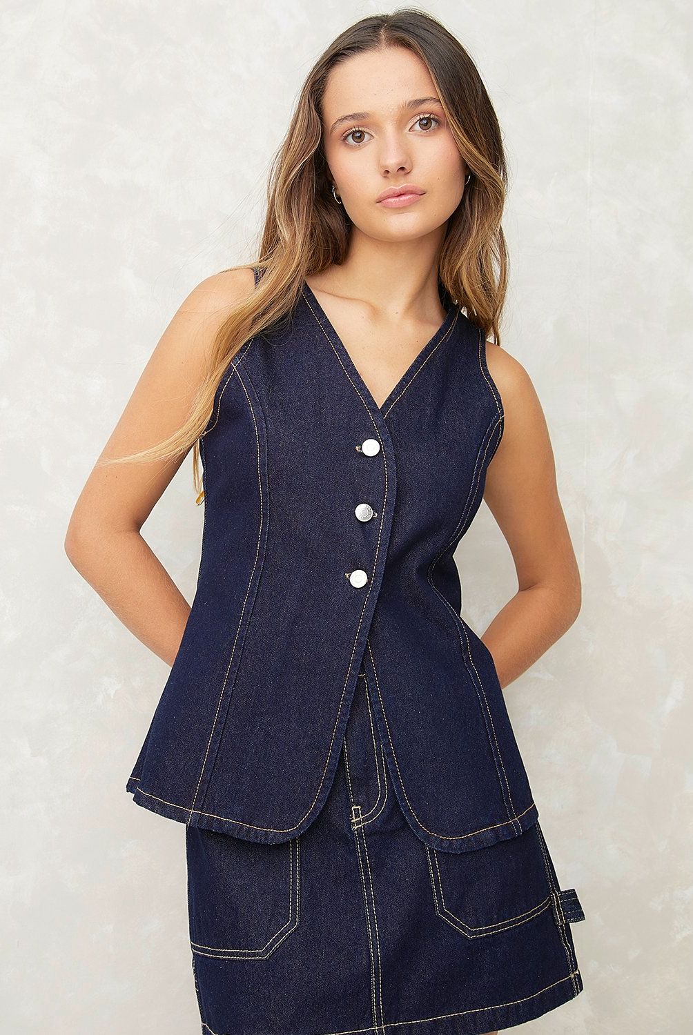 SYBILLA - Chaqueta de Jeans sin Mangas Sybilla Mujer Algodón Liso