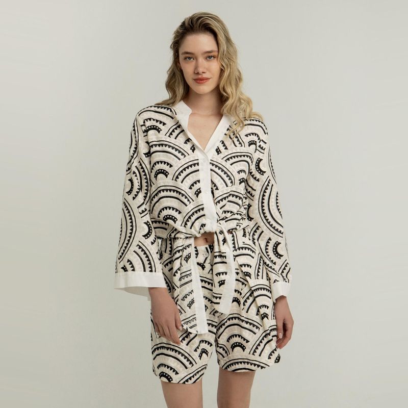 GREEK ARCHAIC KORI - Blusa Estamp Ml Mujer Greek Archaic Kori