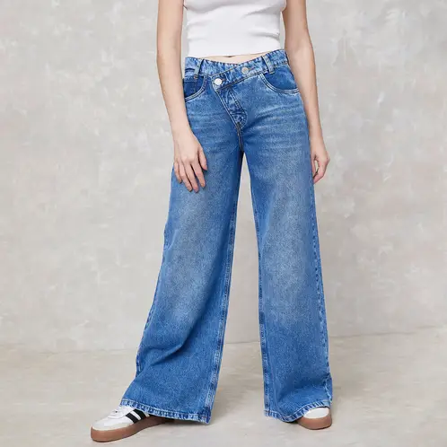 SYBILLA - Jeans Wide Leg Tiro Medio Mujer