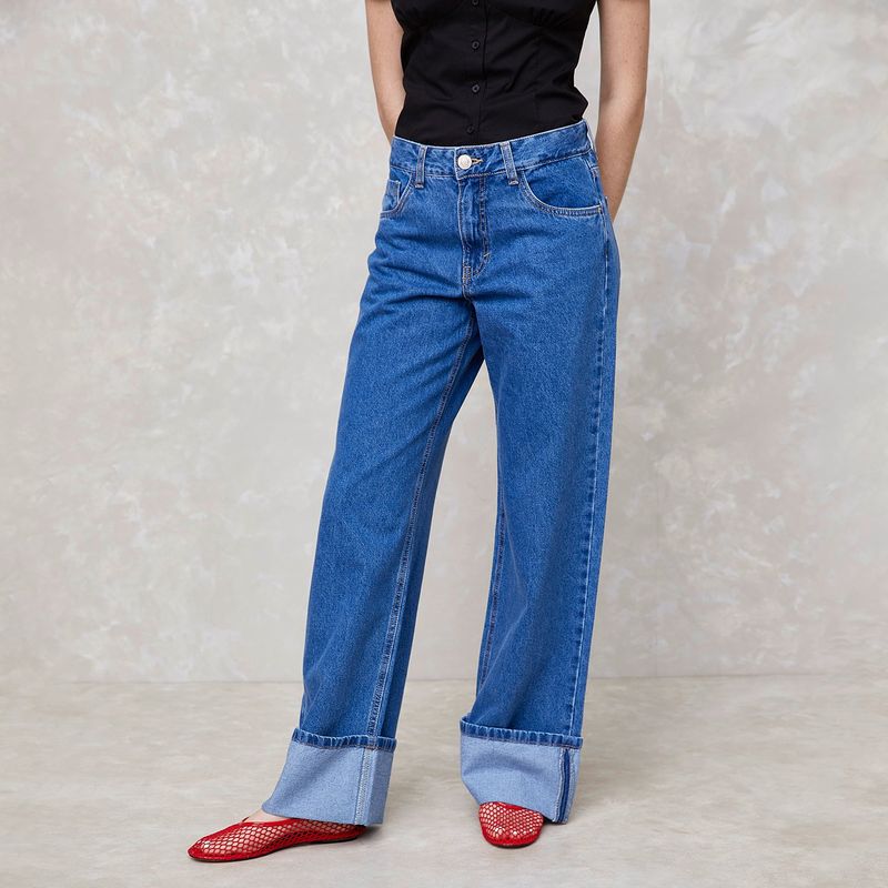 SYBILLA - Jeans Baggy Tiro Medio Mujer Sybilla Algodón
