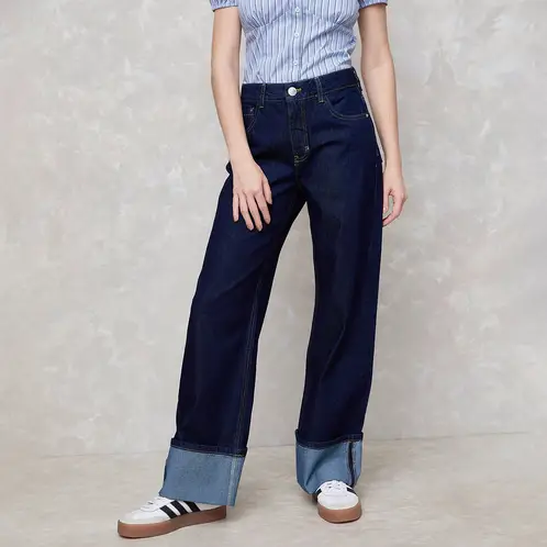 SYBILLA - Jeans Baggy Tiro Medio Mujer Algodón