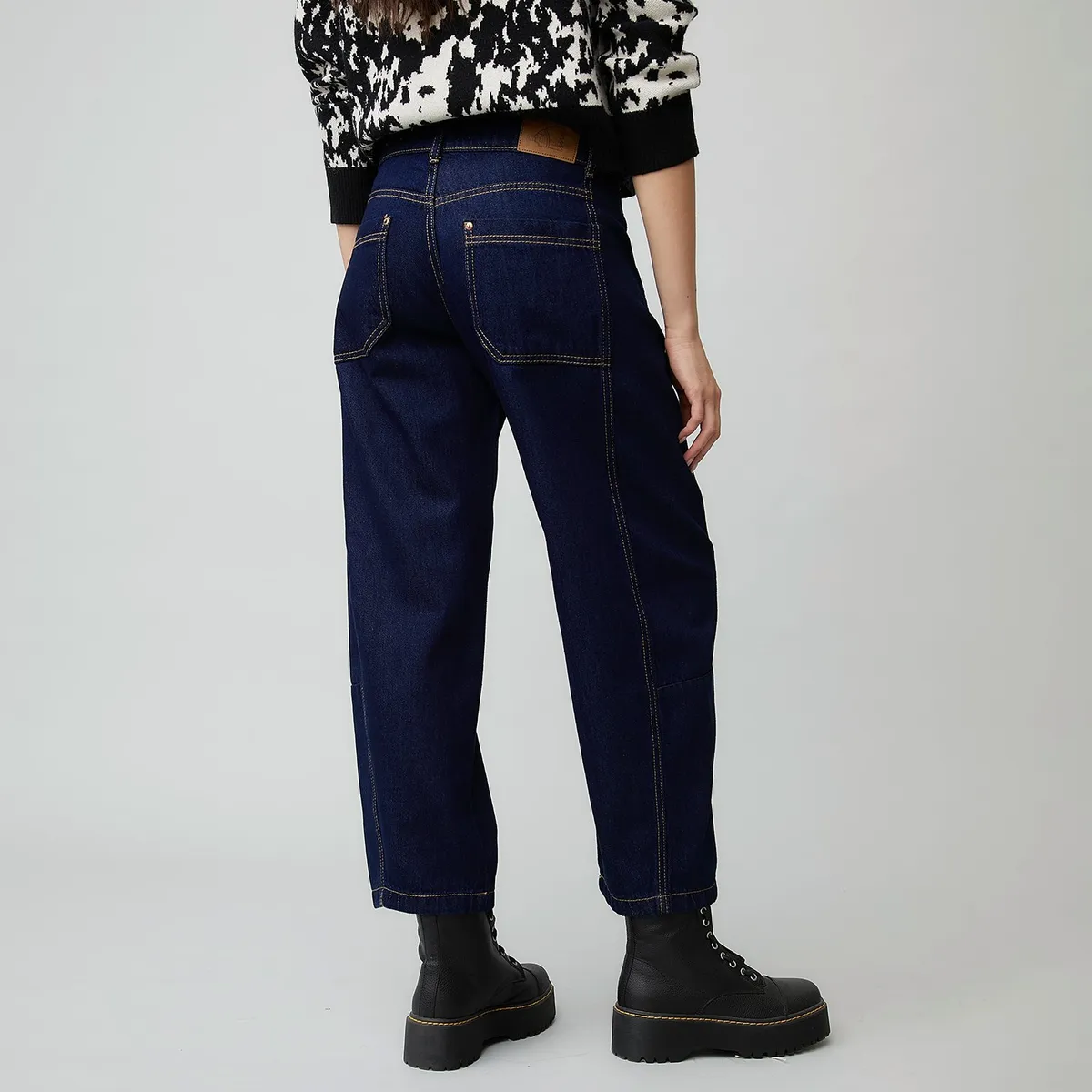 AMERICANINO - Jeans Baggy Tiro Medio Americanino Mujer Algodón