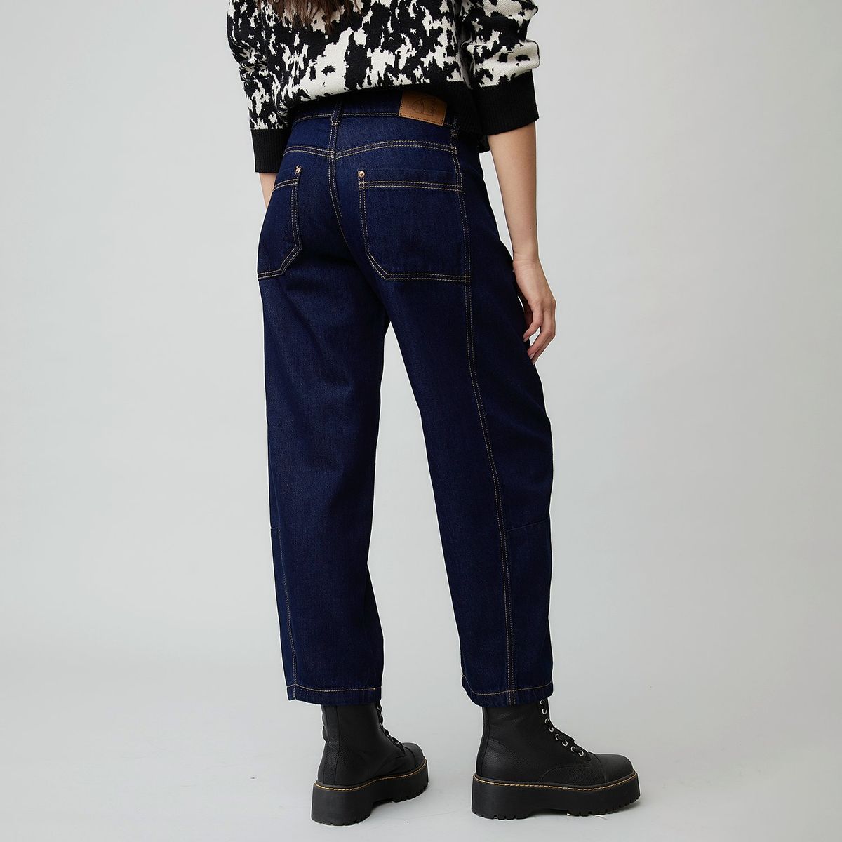 AMERICANINO - Jeans Baggy Tiro Medio Americanino Mujer Algodón